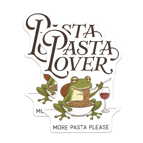 (2 Pack) Pasta Lover Magnets - Funny Kitchen - Frog Eating Pasta Design - Foodie Fridge Magnets - Cute Cartoon Magnet - 5" On Longest Side - for Cars, Fridges, Toolboxes - Made in USA - MAG4207