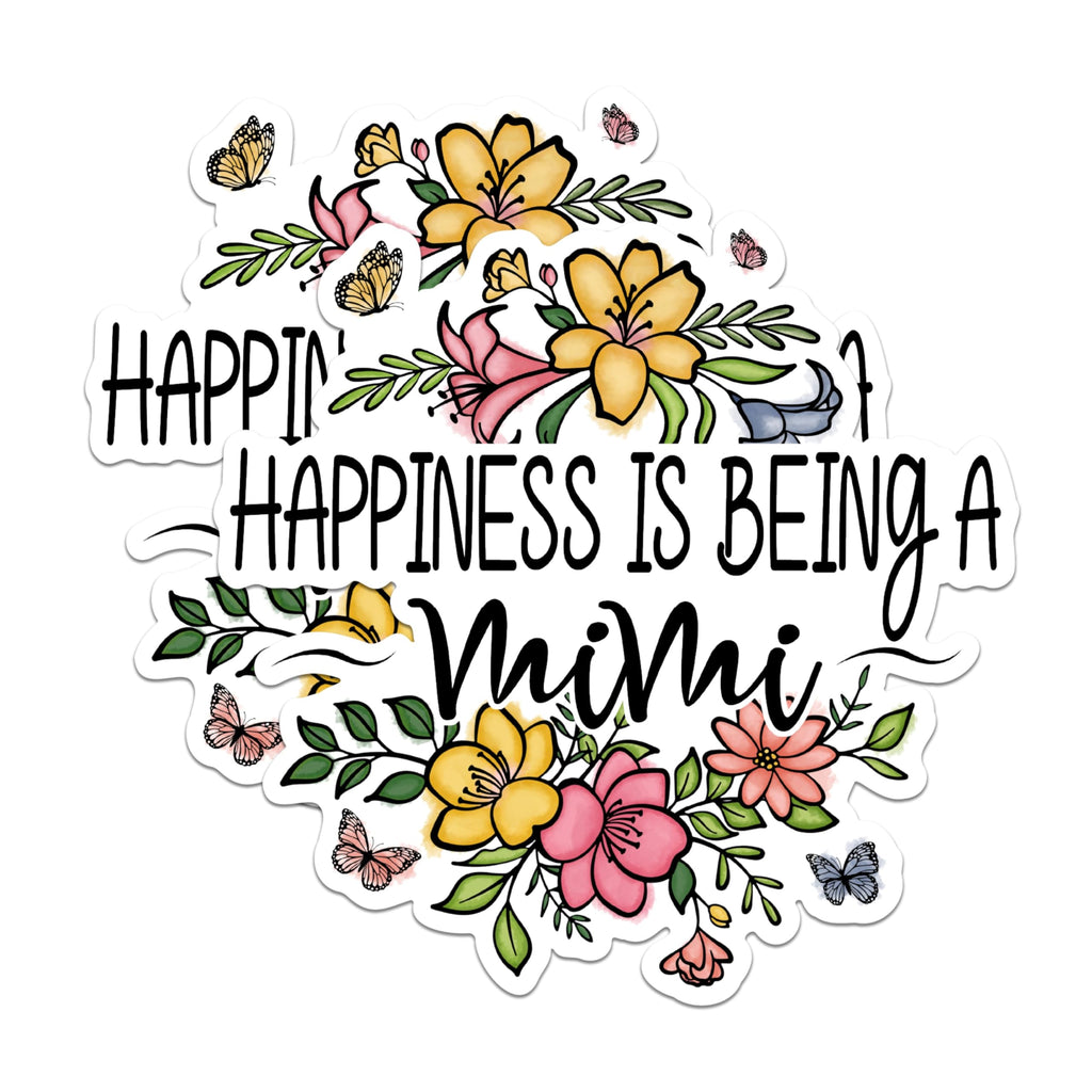 (2 Pack) Happiness is Being a Mimi Magnets - Floral Mimi Magnets - Cute Grandma Quotes Magnets- 5" On Longest Side - for Fridges, Toolboxes, Cars - Made in USA - MAG3005
