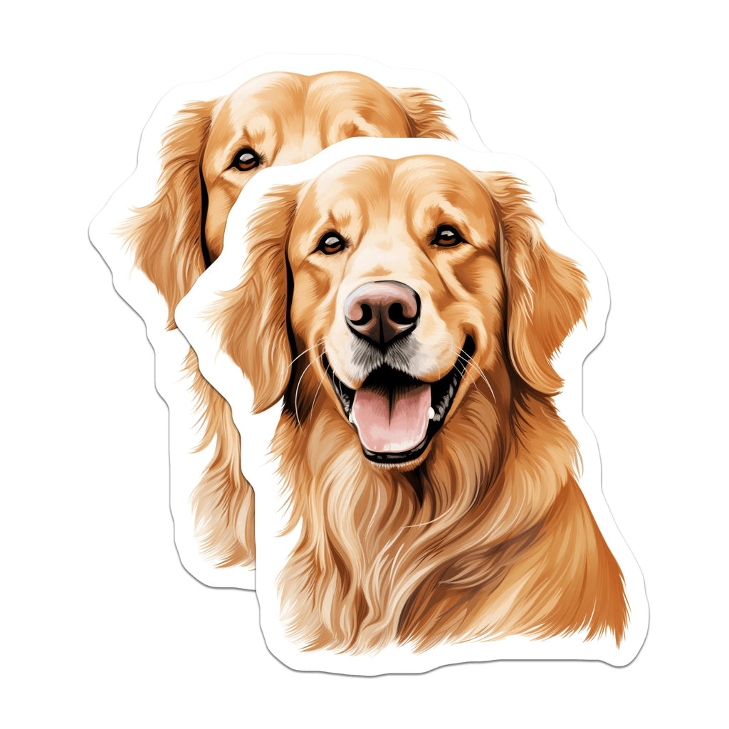 (2 Pack) Golden Retriever Magnets - Happy Dog Art - Pet Lover Decor - Dog Mom Dad Fridge Accessory - 5 Inches On Longest Side - Thick Durable Magnet - Made in USA - MAG27869