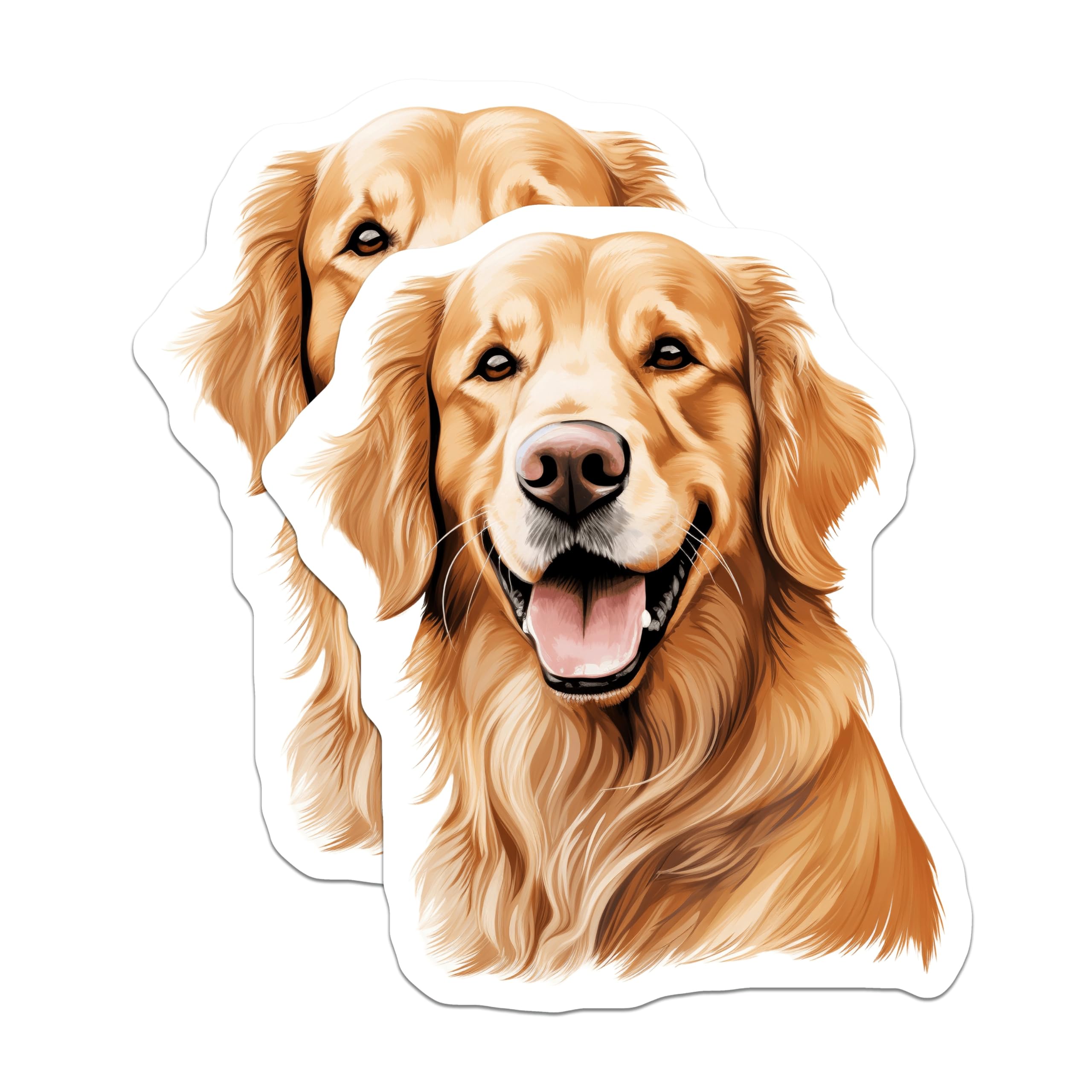 (2 Pack) Golden Retriever Magnets - Happy Dog Art - Pet Lover Decor - Dog Mom Dad Fridge Accessory - 5 Inches On Longest Side - Thick Durable Magnet - Made in USA - MAG27869