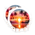 (2 Pack) Sunset Beach Magnets - Palm Tree Scene Fridge Magnets - Ocean View Home Decor - 5" On Longest Side - Premium Magnet - for Cars, Refrigerators, Toolboxes, Lockers - Made in USA - MAG15710