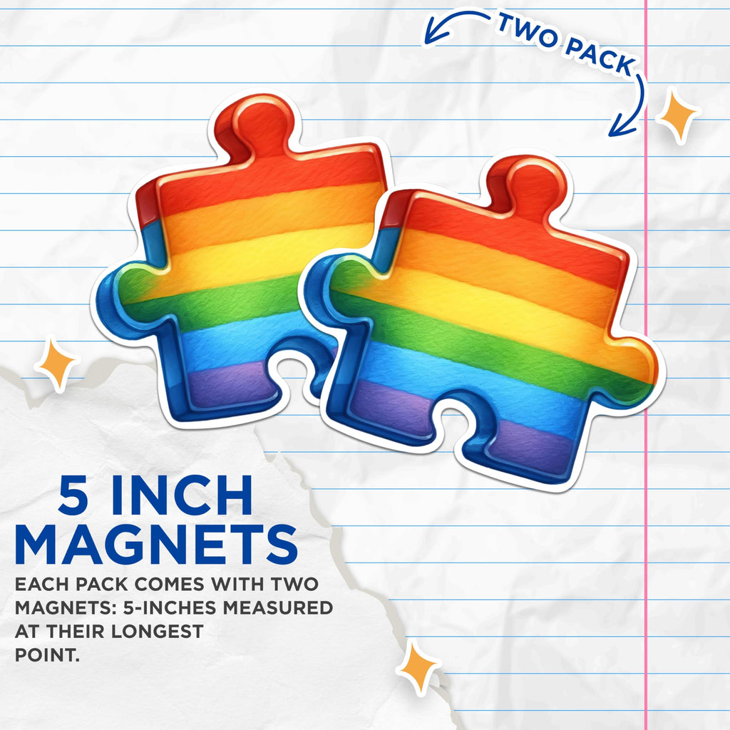 (2 Pack) Autism Puzzle Piece Magnets - Autism Awareness Magnets - 5 Inches On Longest Side - Premium Magnet - for Cars, Refrigerators, Toolboxes - Made in USA - MAG2134