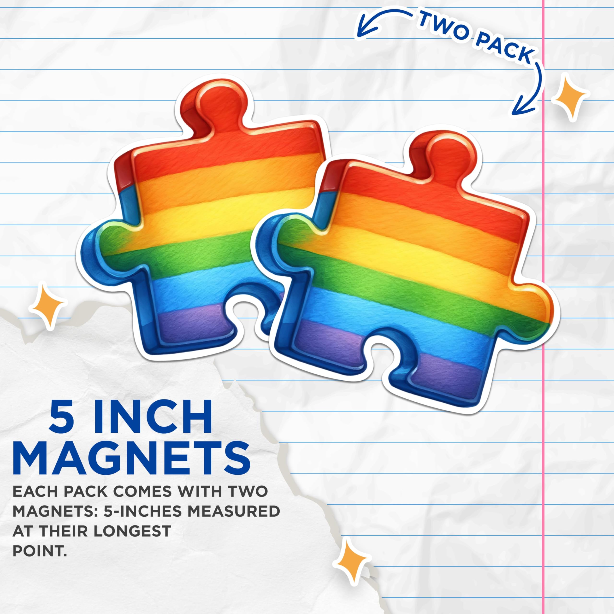 (2 Pack) Autism Puzzle Piece Magnets - Autism Awareness Magnets - 5 Inches On Longest Side - Premium Magnet - for Cars, Refrigerators, Toolboxes - Made in USA - MAG2134