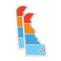 (2 Pack) Delaware State Magnets - Colorful Delaware - Fridge Magnets - 5" On Longest Side - Premium Magnet - for Cars, Refrigerators, Toolboxes, Lockers - Made in USA - MAG17562