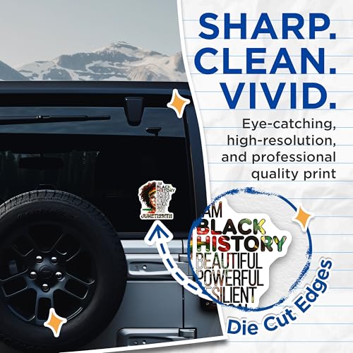 (2 Pack) Black History Stickers - Inspirational - Juneteenth - 5" On Longest Side - Sticks to Smooth Flat Surfaces - Made in USA - BMCS7862