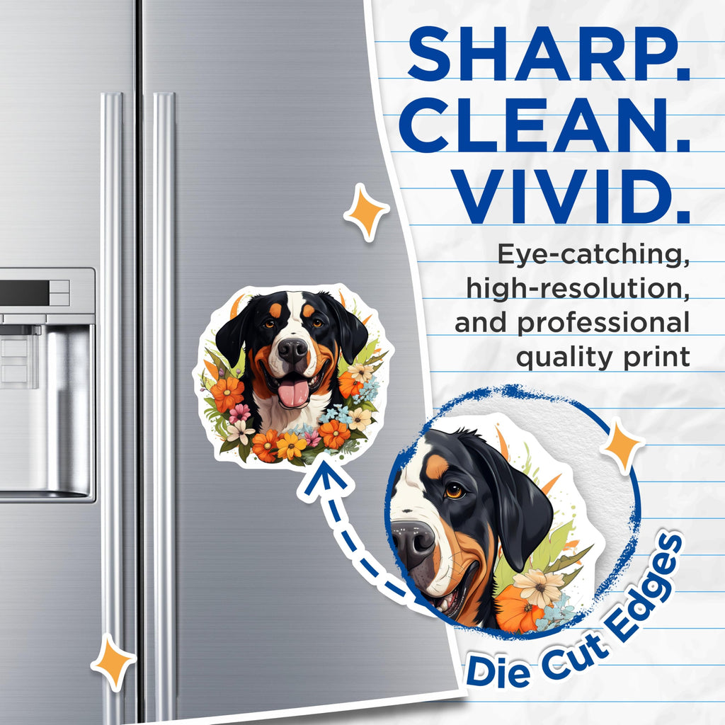 (2 Pack) Bernese Mountain Dog Magnets - Floral Pet Lover - Animal Fridge Decor - 5 Inches On Longest Side - Thick Durable Magnet - Made in USA - MAG29101