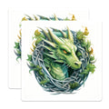 (2 Pack) Green Dragon Magnets - Celtic Knot Fantasy Decor - Dungeons Dragons Fan Refrigerator Art - 5 Inches On Longest Side - Thick Durable Magnet - Made in USA - MAG27929