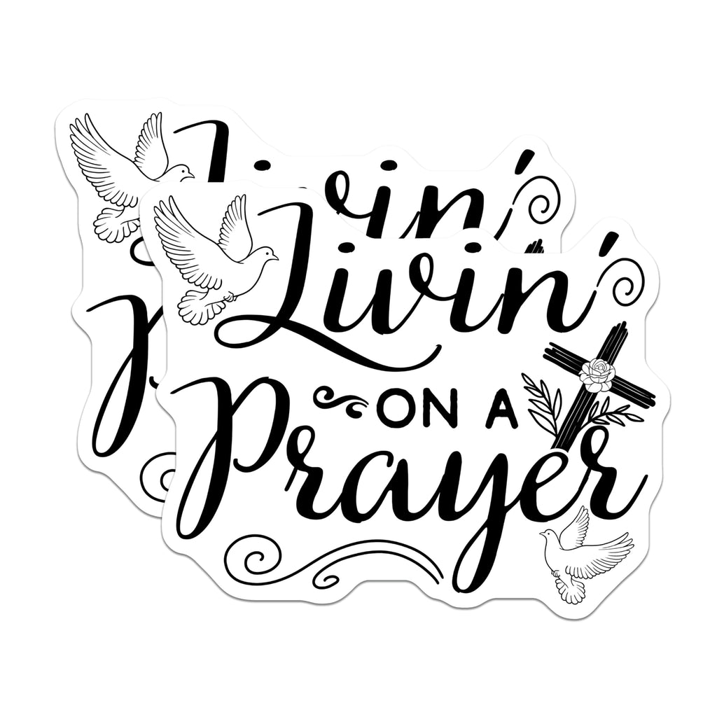 (2 Pack) Livin On A Prayer Magnets - Christian Decor - Religious Fridge Magnets - 5" On Longest Side - Premium Magnet - for Cars, Refrigerators, Toolboxes, Lockers - Made in USA - MAG16784