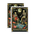 (2 Pack) Skeleton Art Magnet - Moonlight Skeleton Illustration - 5" On Longest Side - Sticks to Smooth Flat Surfaces - Made in USA - MAG10028