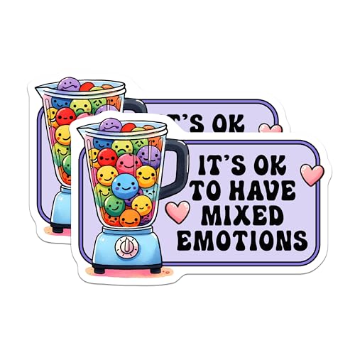 (2 Pack) Mixed Emotions Quote Stickers - Funny Blender Quote Stickers - Cute Smiley Face Decals - 5" On Longest Side - Sticks to Any Smooth Flat Surface - Made in USA - BMCS3252