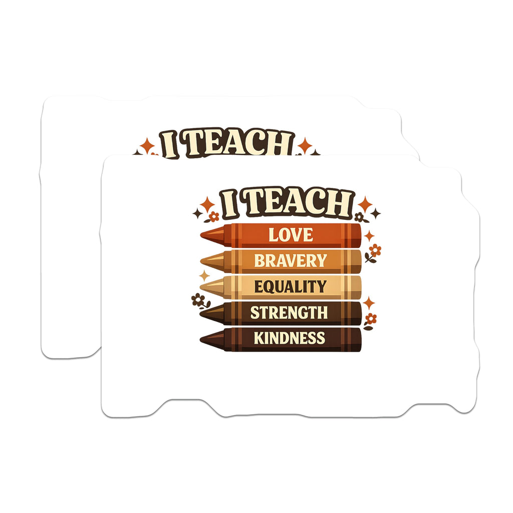 (2 Pack) I Teach Love Equality Magnets - Teacher Values Decor - Inspirational Crayon Art - 5 Inches On Longest Side - Thick Durable Magnet - Made in USA - MAG20758