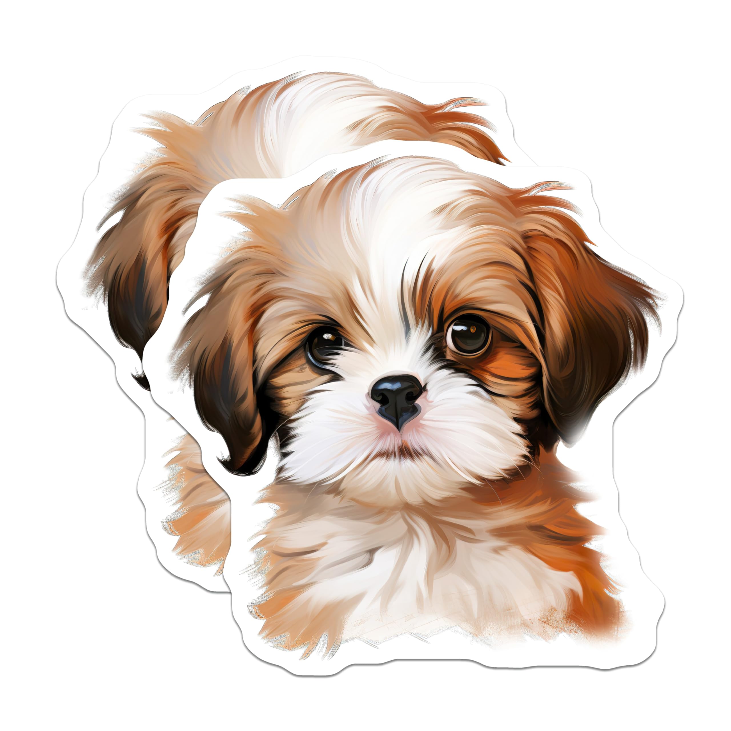 (2 Pack) Cute Puppy Magnets - Adorable Shih Tzu Dog - Refrigerator Locker Decor - 5 Inches On Longest Side - Thick Durable Magnet - Made in USA - MAG28946