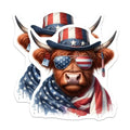 (2 Pack) Patriotic Cow Stickers - American Flag Hat - Sunglasses - Fourth of July - 5" On Longest Side - Sticks to Smooth Flat Surfaces - Made in USA - BMCS6373