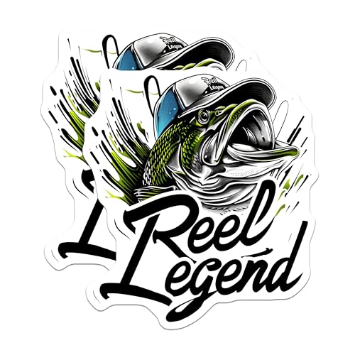 (2 Pack) Reel Legend Stickers - Fishing Enthusiast Stickers - Outdoor Adventure Stickers - 5" On Longest Side - Sticks to Any Smooth Flat Surface - Made in USA - BMCS3555