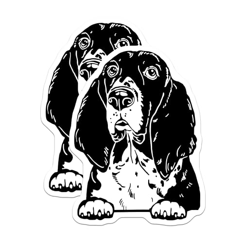 (2 Pack) Basset Hound Dog Stickers - Animal Lover Stickers - Cute Puppy Stickers for Laptops Cars - 5" On Longest Side - Sticks to Smooth Flat Surfaces - Made in USA - BMCS4038