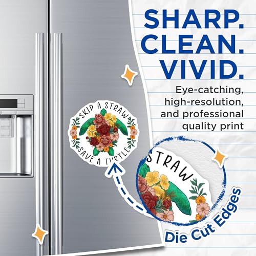 (2 Pack) Skip A Straw Save A Turtle Magnets - Eco-Friendly Motivational Magnets - Floral Turtle Magnets - 5" On Longest Side - for Cars, Fridges, Toolboxes - Made in USA - MAG4174