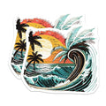(2 Pack) Beach Sunset Magnets Magnets - Tropical Ocean Scene - Coastal Palm Tree Design - 5" On Longest Side - Made in USA - Sticks to Refrigerators & Metal Surfaces - MAG9264