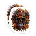 (2 Packs) Gothic Skulls with Orange Rose Stickers - Skull and Rose Design Decals - 5 Inches On Longest Side - Premium Vinyl Decal - Sticks to Any Smooth Flat Surface - Made in USA - BMCS2304