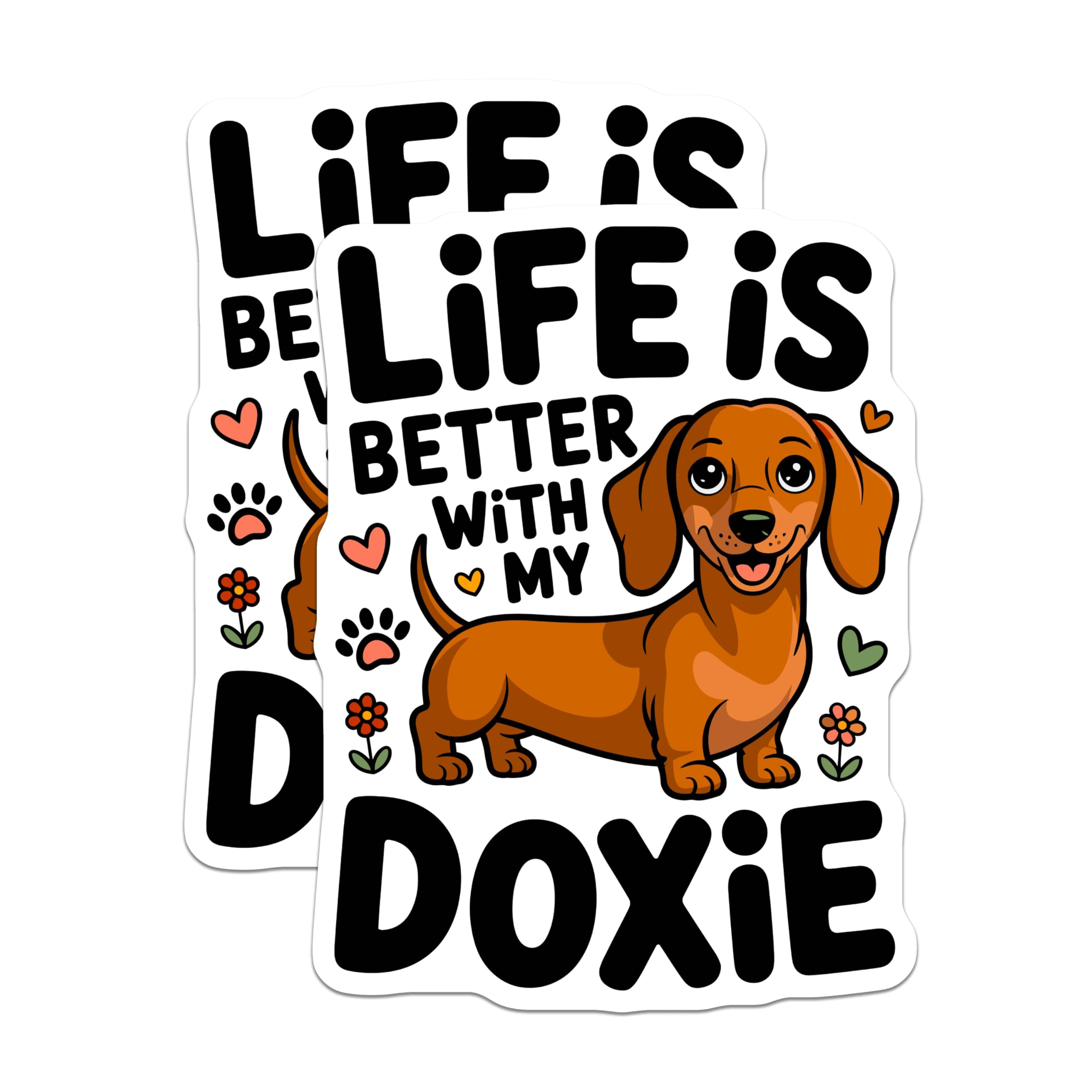 (2 Pack) Dachshund Magnets - Cute Doxie Art - Dog Lover Fridge Decor - 5 Inches On Longest Side - Thick Durable Magnet - Made in USA - MAG26899