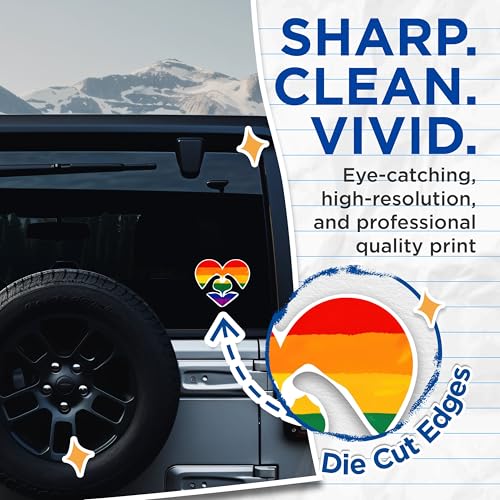 (2 Packs) Rainbow Heart Inclusive Rainbow Stickers - LGBTQ Friendly Welcoming Decals - 5 Inches On Longest Side - Premium Vinyl Decal - Sticks to Any Smooth Flat Surface - Made in USA - BMCS2279