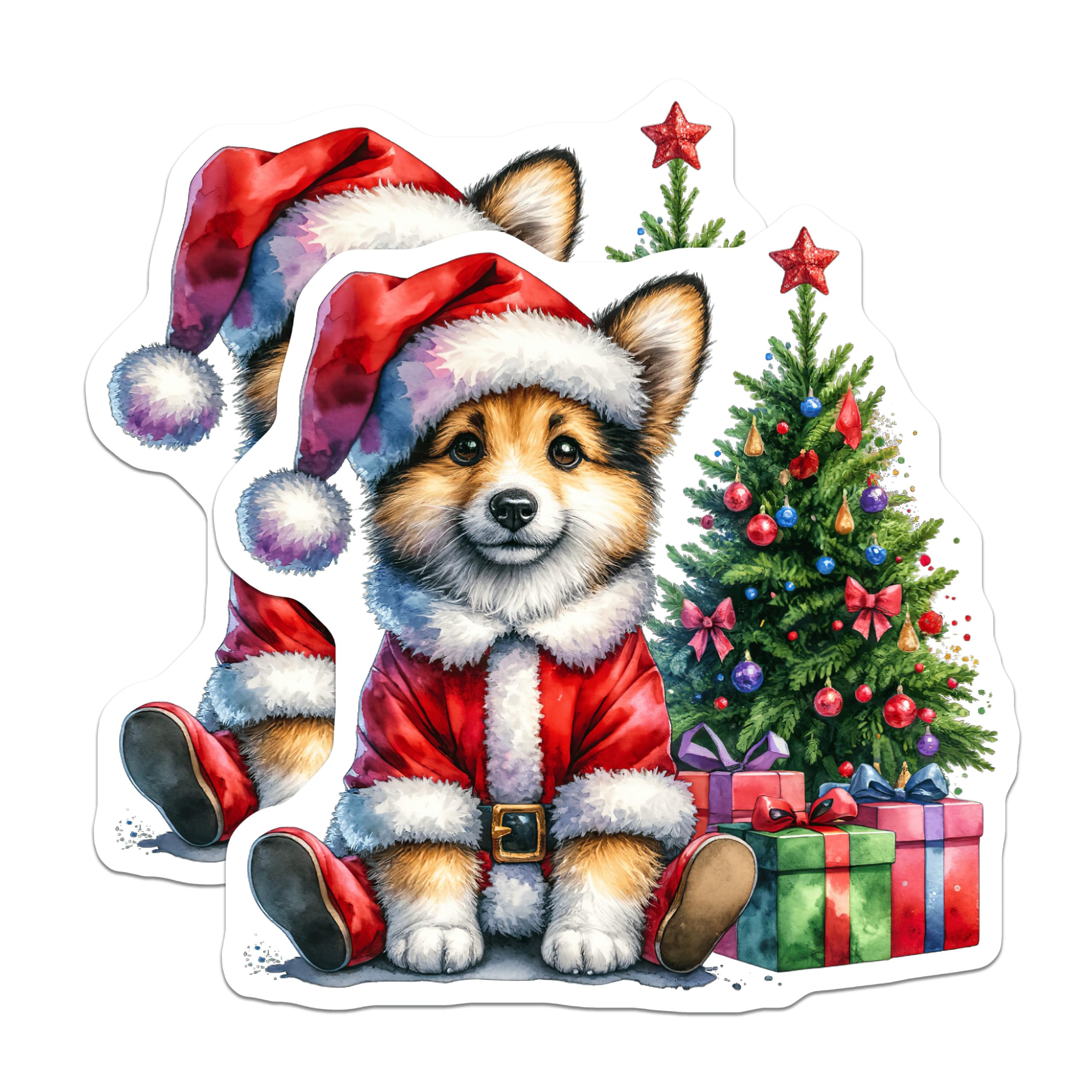 (2 Pack) Corgi Santa Magnets - Christmas Dog Holiday Magnets - Pet Lover Decor for Fridge - 5 Inches On Longest Side - Thick Durable Magnet - Made in USA - MAG26139