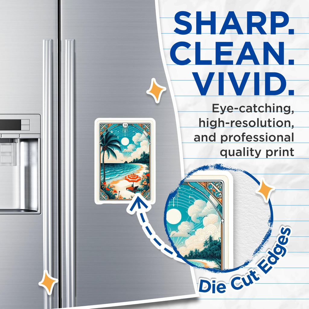 (2 Pack) Beach Scene Magnets - Tropical Artwork Magnets - Ocean View Decor Magnets - 5" On Longest Side - Premium Magnet - for Cars, Refrigerators, Toolboxes, Lockers - Made in USA - MAG15089