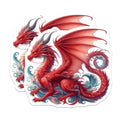 (2 Pack) Red Dragon Magnets - Fantasy Art Decor - Mythical Creature Accent for Dragon Lovers - 5 Inches On Longest Side - Thick Durable Magnet - Made in USA - MAG36139