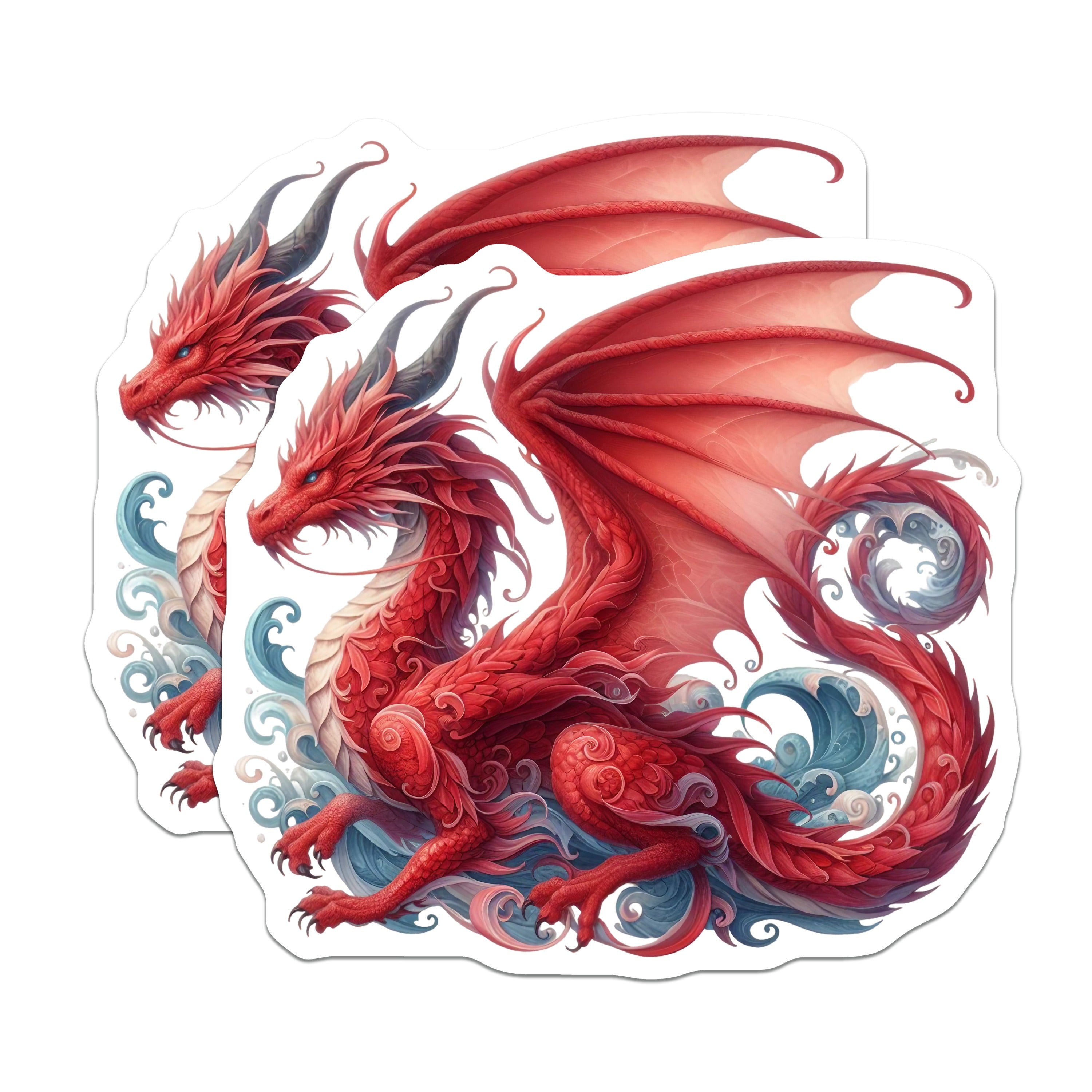 (2 Pack) Red Dragon Magnets - Fantasy Art Decor - Mythical Creature Accent for Dragon Lovers - 5 Inches On Longest Side - Thick Durable Magnet - Made in USA - MAG36139