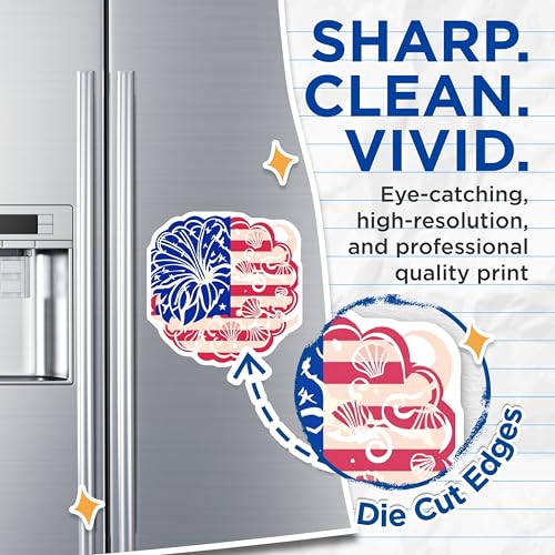(2 Pack) Patriotic USA Flag Magnets Magnets - American Flag Fireworks Design - 5" On Longest Side - Made in USA - Sticks to Refrigerators & Metal Surfaces - MAG8985