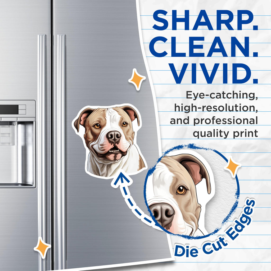 (2 Pack) Pitbull Magnets - Dog Lover Decor - Pet Parent Refrigerator Art - 5 Inches On Longest Side - Thick Durable Magnet - Made in USA - MAG30790