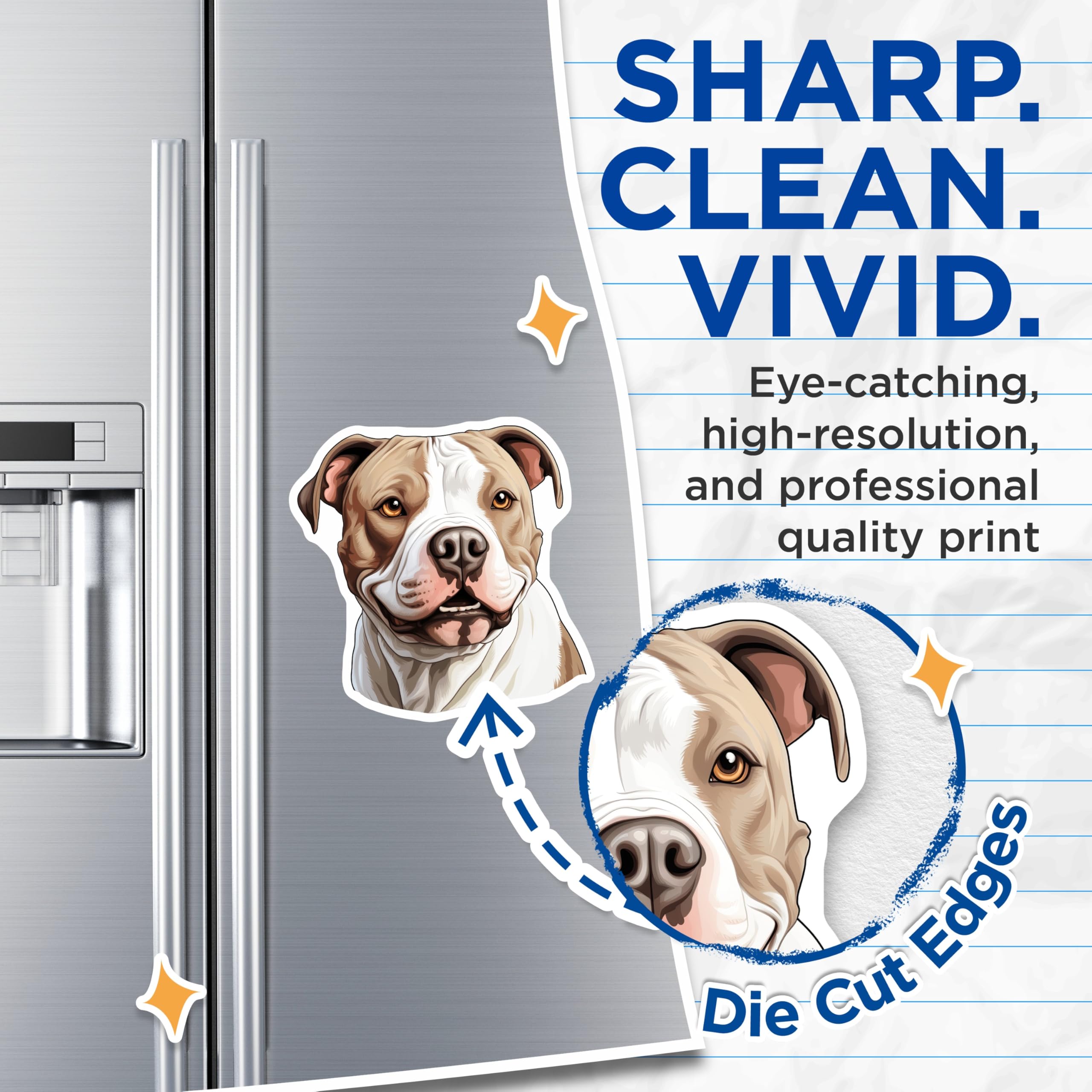 (2 Pack) Pitbull Magnets - Dog Lover Decor - Pet Parent Refrigerator Art - 5 Inches On Longest Side - Thick Durable Magnet - Made in USA - MAG30790