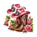 (2 Pack) Pink Cowgirl Boot Stickers - Western Themed Stickers - Country Style Decal - 5" On Longest Side - Sticks to Smooth Flat Surfaces - Made in USA - BMCS5537