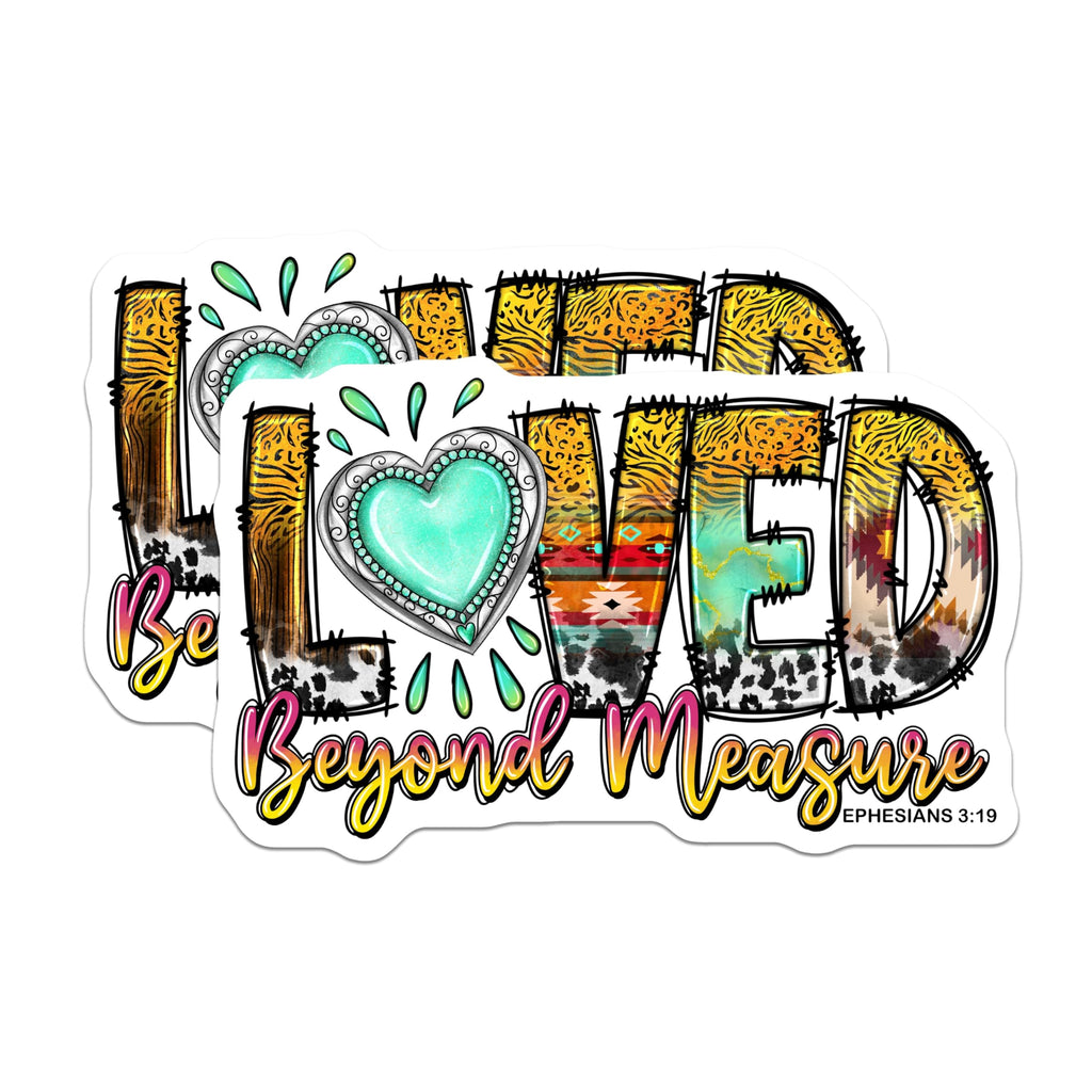 (2 Pack) Loved Beyond Measure Magnets - Ephesians 3:19 - Western Boho Scripture - Christian Faith Decor - 5 Inches On Longest Side - Thick Durable Magnet - Made in USA - MAG28267