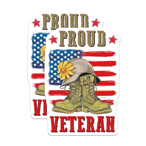 (2 Pack) Proud Veteran Magnets Magnets - Patriotic Military Decor - Veterans Day Celebration - 5" On Longest Side - Made in USA - Sticks to Refrigerators & Metal Surfaces - MAG8358