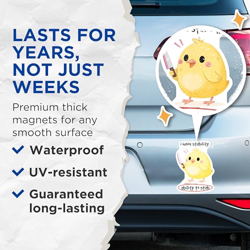 (2 Pack) Funny Chicken Magnets - Cute Animal Magnets - Humorous Kitchen Decor Magnets - 5" On Longest Side - for Cars, Refrigerators, Toolboxes, Lockers - Made in USA BMCS3313