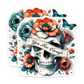 (2 Pack) You are Enough Skull Stickers - Floral Skull Art - Motivational Butterfly - 5" On Longest Side - Sticks to Smooth Flat Surfaces - Made in USA - BMCS7386