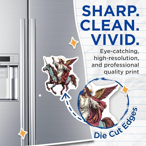 (2 Pack) Unicorn Jesus Magnets - Angelic Savior Magnets - Mythical Figure Magnet Decor - 5" On Longest Side - for Cars, Refrigerators, Toolboxes, Lockers - Made in USA BMCS3057