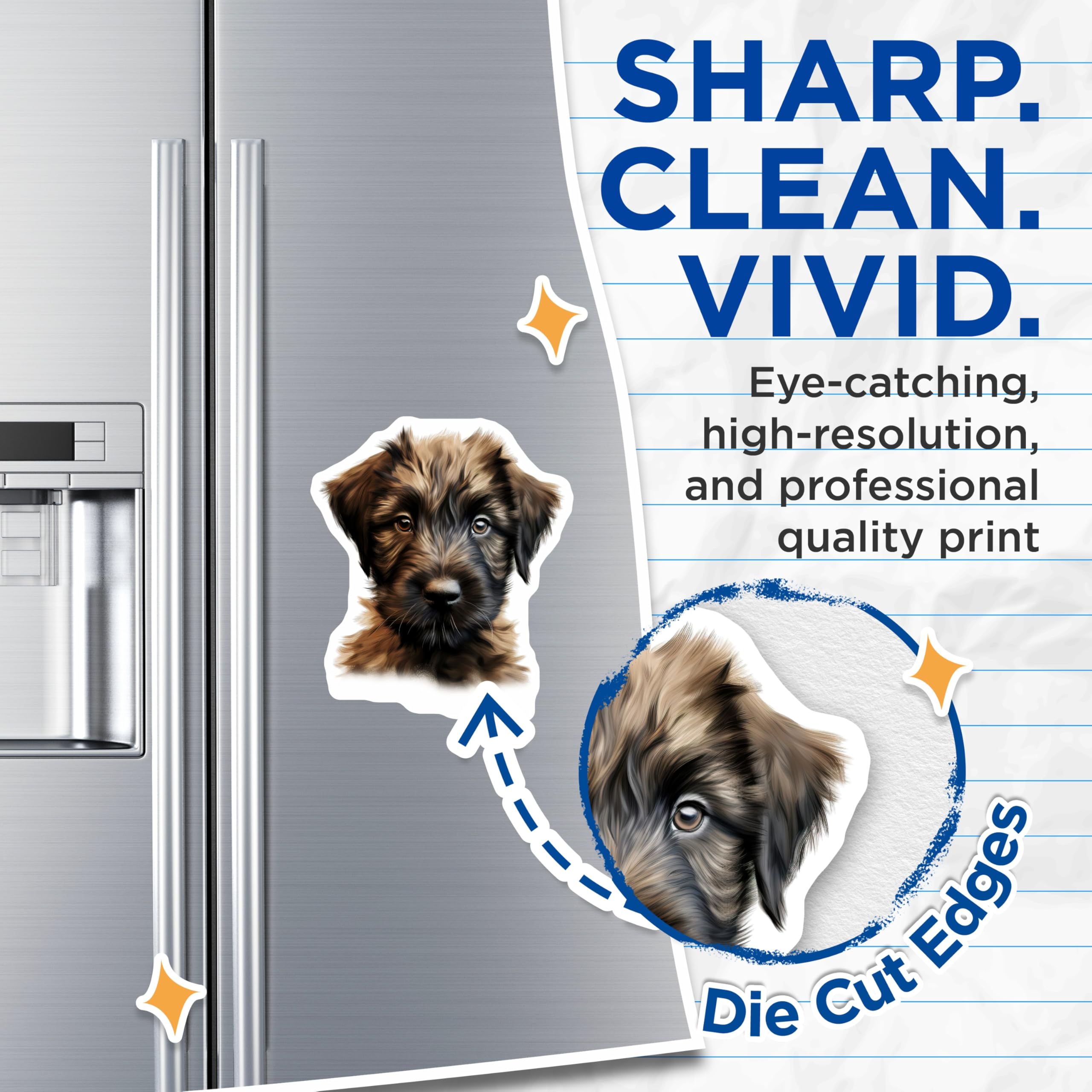 (2 Pack) Wheaten Terrier Puppy Magnets - Adorable Shaggy Dog Art - Pet Lover Refrigerator Decor - Cute Canine Locker Accent - 5 Inches On Longest Side - Thick Durable Magnet - Made in USA - MAG24250