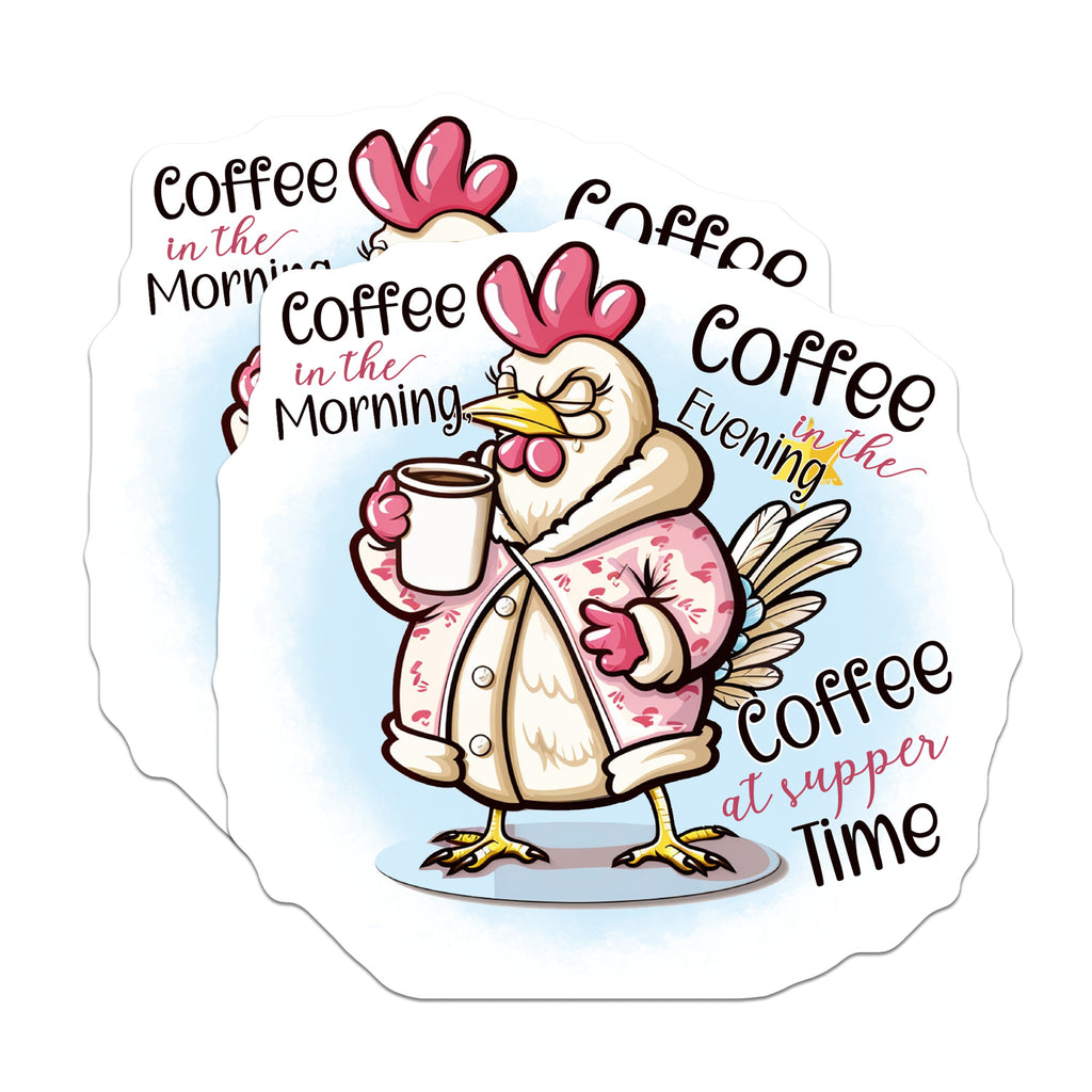 (2 Pack) Grumpy Chicken Fridge Magnets - All Day Beverage Drinker Humor - Quirky Kitchen Decor Art - 5 Inches On Longest Side - Thick Durable Magnet - Made in USA - MAG38954