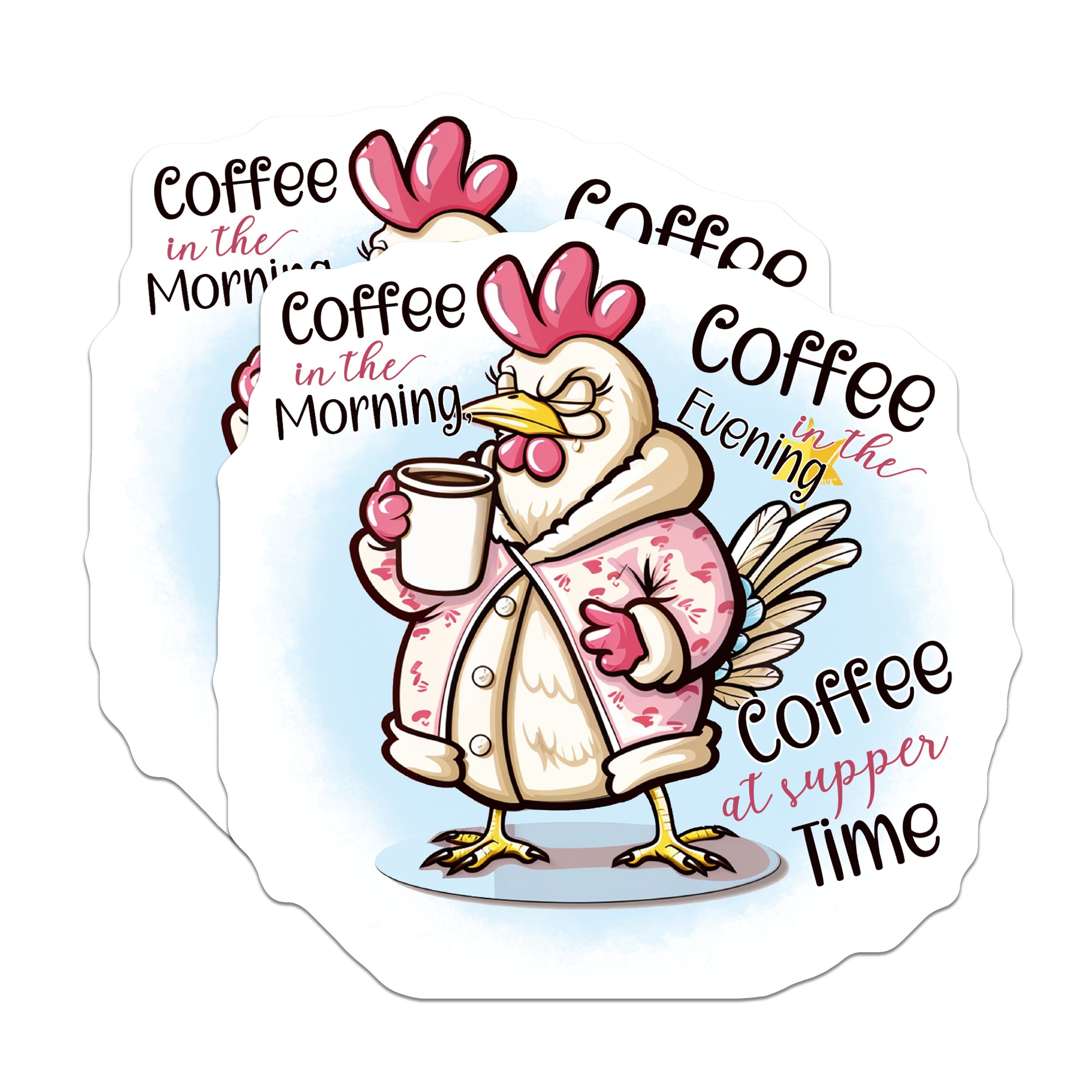 (2 Pack) Grumpy Chicken Fridge Magnets - All Day Beverage Drinker Humor - Quirky Kitchen Decor Art - 5 Inches On Longest Side - Thick Durable Magnet - Made in USA - MAG38954