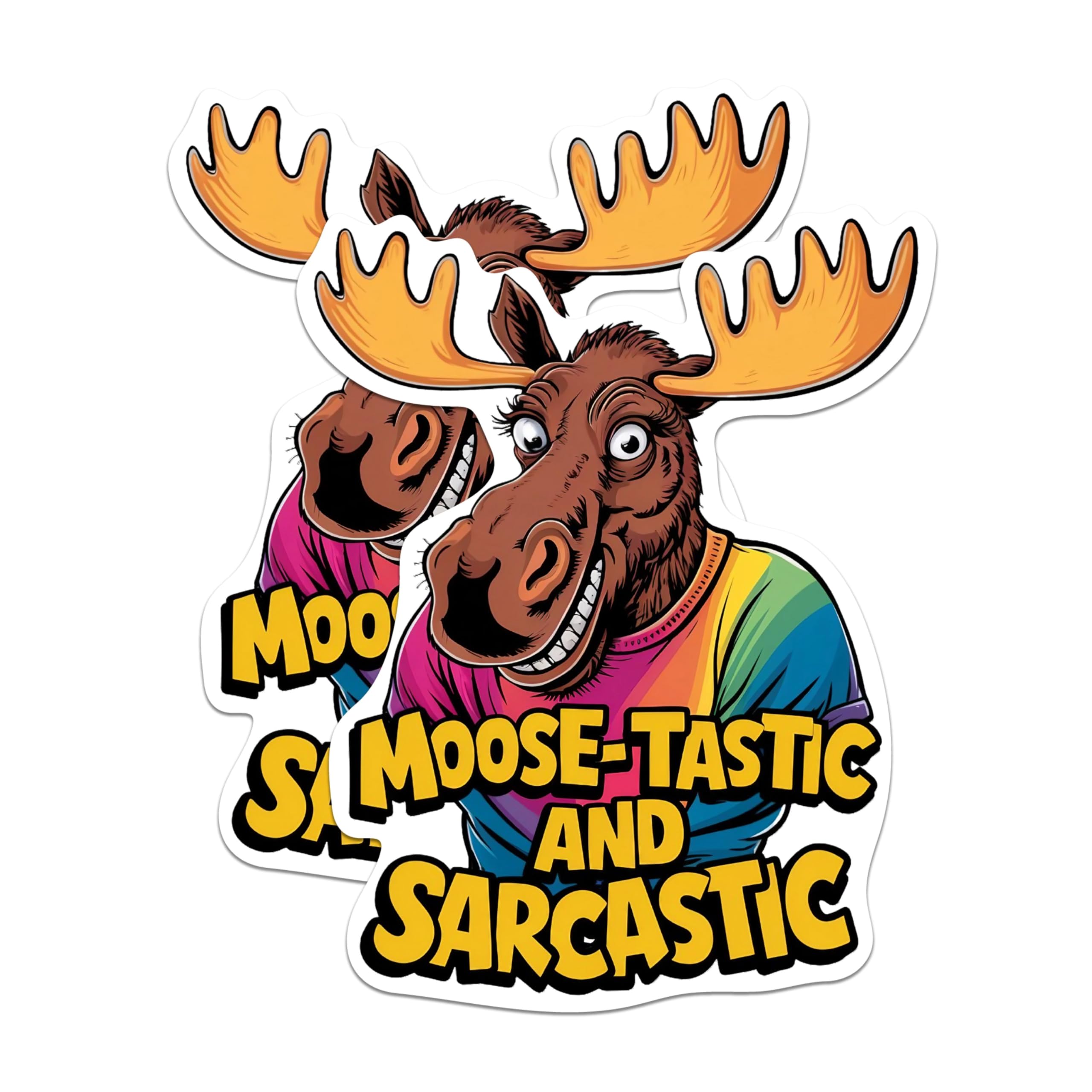 (2 Pack) Moose-Tastic and Sarcastic Magnets - Funny Punny Animal Puns - Sarcastic Magnet - 5 Inches On Longest Side - Premium Vinyl - for Cars, Refrigerators, Toolboxes - Made in USA - MAG2032