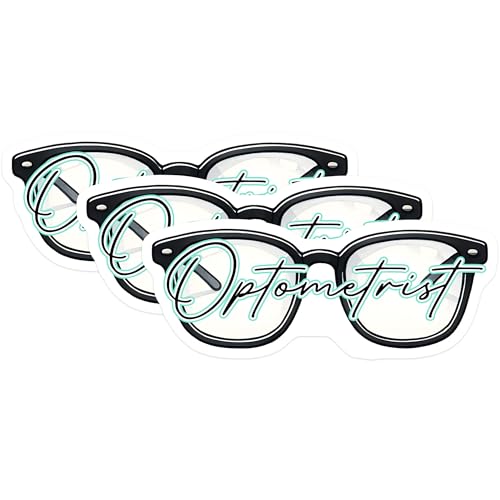 (3 Pack) Optometrist Decals - Eye Doctor Sticker - Glasses Profession Decals - 3 Inches On Longest Side - Easy Peel & Apply - Made in USA - 3MCS6836