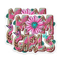 (2 Pack) Mom of Girls Magnets - Leopard Print Pink Turquoise - Mothers Day Refrigerator Decor - 5 Inches On Longest Side - Thick Durable Magnet - Made in USA - MAG29977