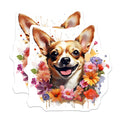 (2 Pack) Happy Chihuahua Magnets - Floral Dog Art - Cute Pet Refrigerator Decor for Dog Mom - 5 Inches On Longest Side - Thick Durable Magnet - Made in USA - MAG28506