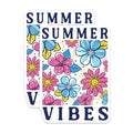 (2 Pack) Summer Vibes Stickers - Floral Design - Bright Colorful Flowers - 5" On Longest Side - Sticks to Smooth Flat Surfaces - Made in USA - BMCS9582