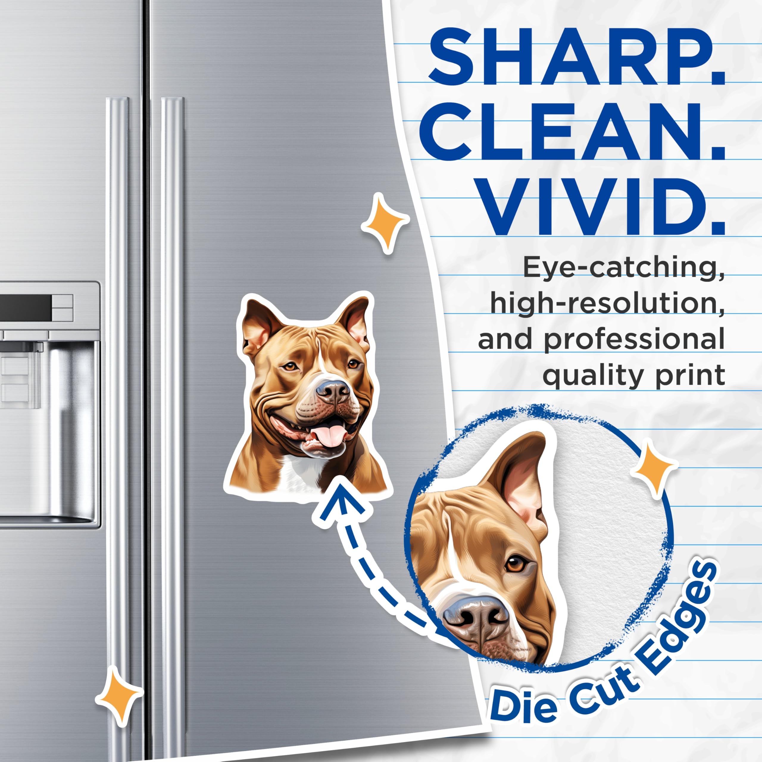 (2 Pack) Pitbull Magnets - Bully Breed Dog Decor - Dog Lover Refrigerator Accessory - 5 Inches On Longest Side - Thick Durable Magnet - Made in USA - MAG29659