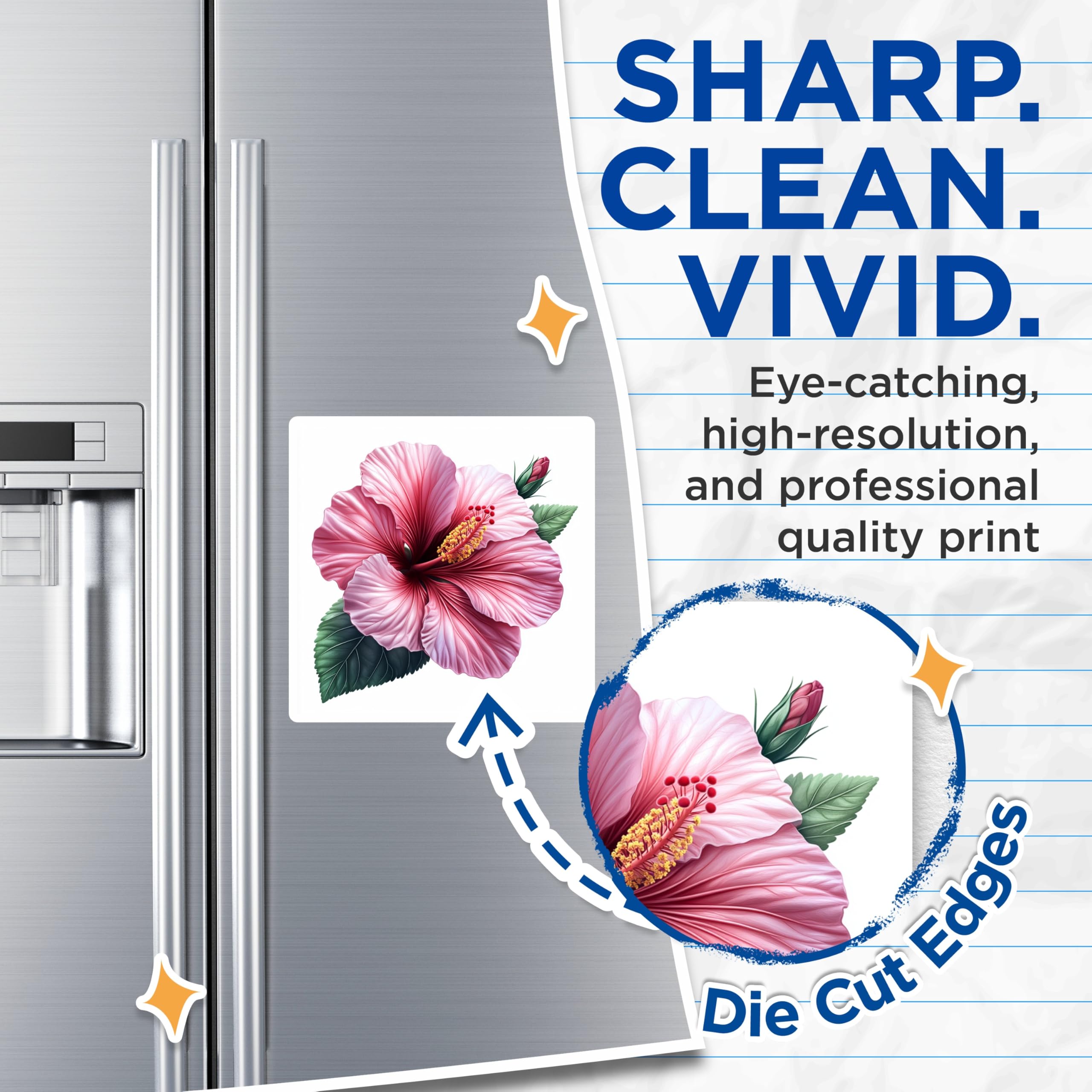 (2 Pack) Pink Hibiscus Magnets - Tropical Flower Decor - Botanical Fridge Accents - 5 Inches On Longest Side - Thick Durable Magnet - Made in USA - MAG26597