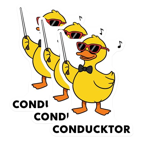 (3 Pack) Conducktor Decals - Duck Conductor - Funny Duck - Laptop Decal - 3 Inches On Longest Side - Easy Peel & Apply - Made in USA - 3MCS8714