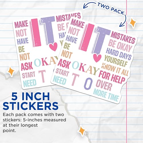 (2 Pack) Inspirational Quote Stickers - Motivational Phrase Decals - 5" On Longest Side - Sticks to Smooth Flat Surfaces - Made in USA - BMCS9173 - BMCS9173