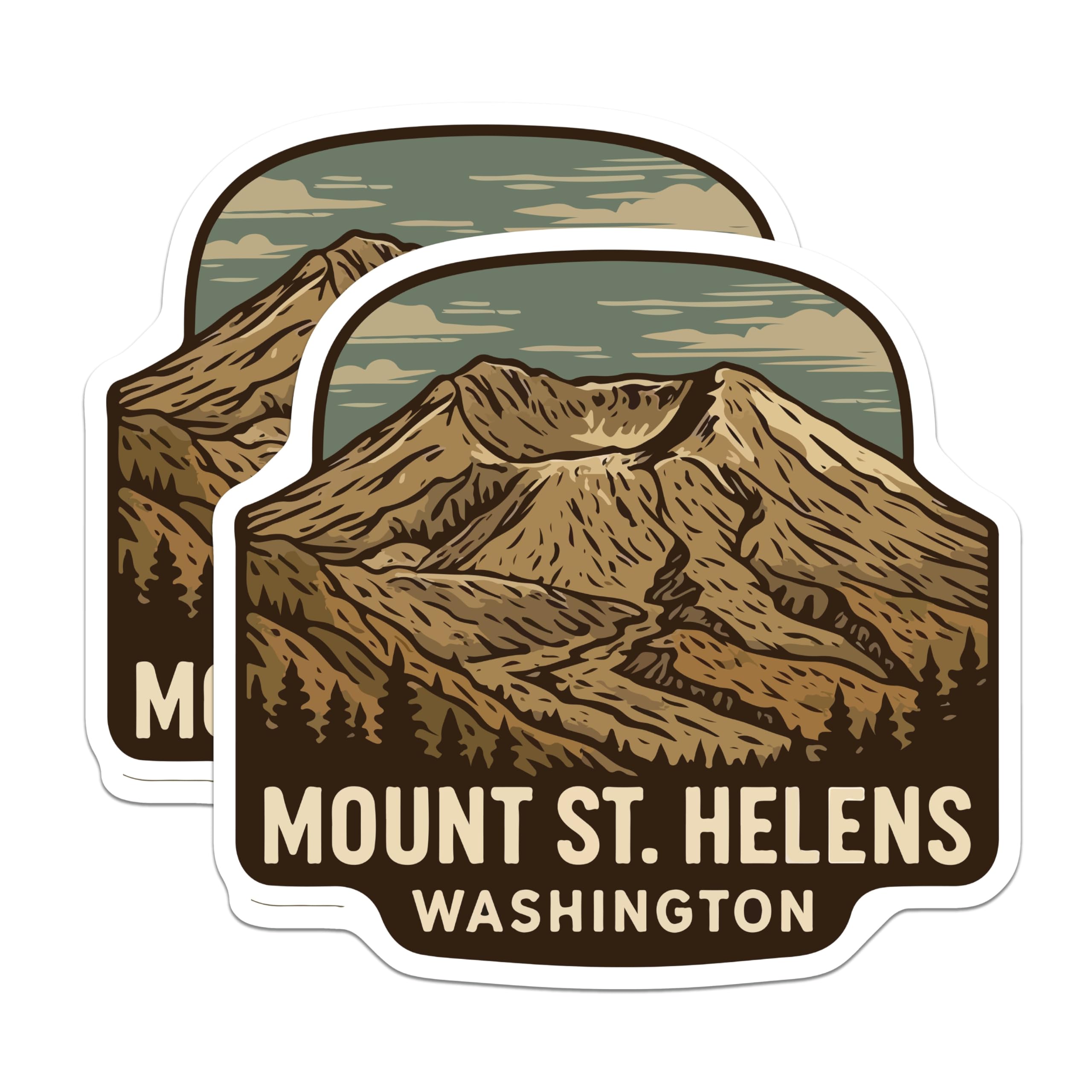 (2 Pack) Mount St Helens Magnets - Washington Volcano Decor - Pacific Northwest Adventure Souvenir - 5 Inches On Longest Side - Thick Durable Magnet - Made in USA - MAG19605